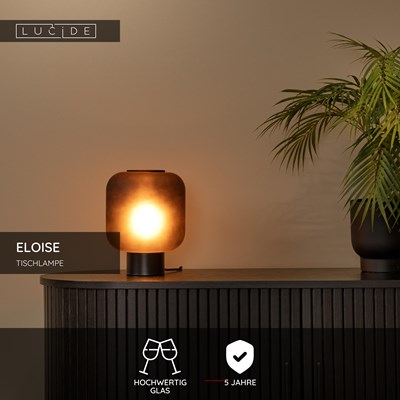 Lucide ELOISE - Tischlampe - Ø 21 cm - 1xE27 - Schwarz